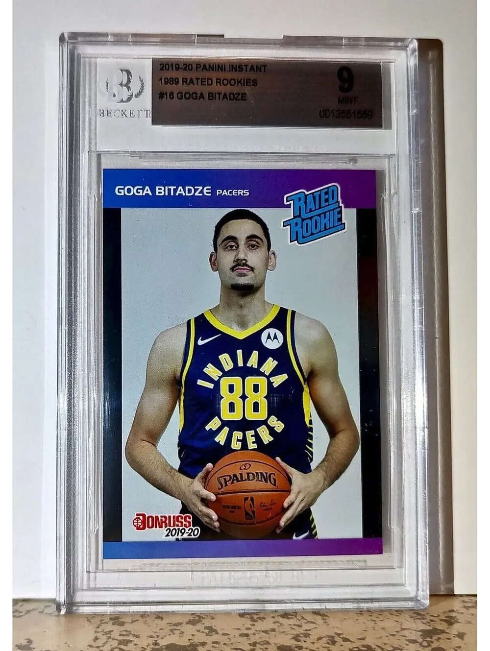 Goga Bitadze 2019-20 Panini NBA #16 1989 Rated Rookies 1/3431 BGS 9 Mint Pacers